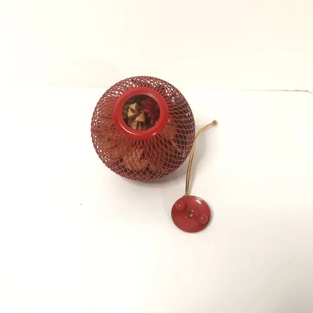 red wire mesh ball christmas ornament w/ potpourri 3‎ inches Refillable